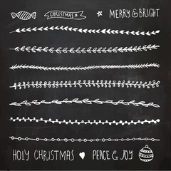 Hand Drawn Christmas Decorative Elements, Doodles and Borders