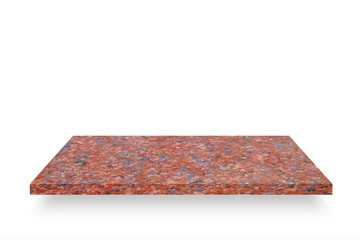 empty top of natural marble stone shelves isolated on white background.