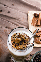 coffee latte with chocolate sprinkles
