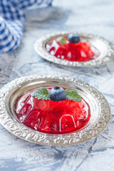 berry jelly on a table, selective focus