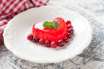 berry jelly on a table, selective focus