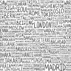 Foto op Plexiglas Seamless pattern -  greatest world cities. Capitals background © Crazy nook