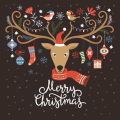 Christmas illustration, Christmas deer