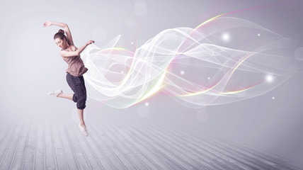 Obraz na płótnie Canvas Urban breakdancer dancing with white lines