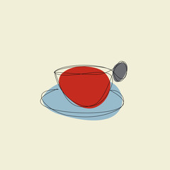 cup of hand (with saucer and coffee)