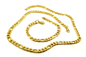 Set necklace and bracelet - Silver and gold
