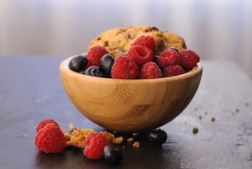 cookies raspberries and blueberries