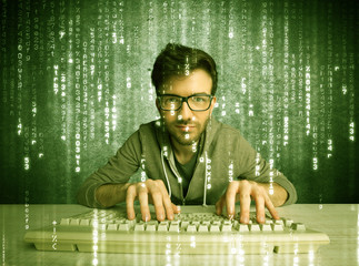 Online hacking in progress concept