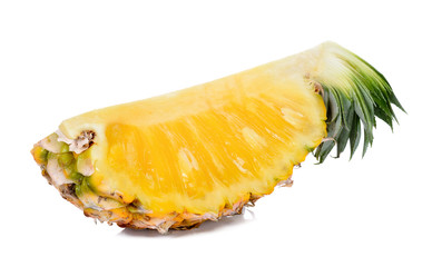 Slice of pineapple isolated on white background