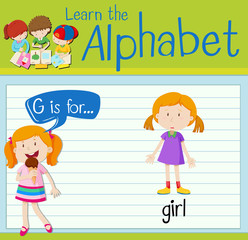 Flashcard letter G is for girl