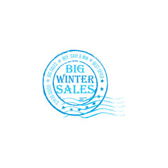Big winter Sales grunge post stamp.Grunge post stamp for celebrating Winter holidays (Christmas and New Year). Big sales; buy, save and win; best offer; good deals.