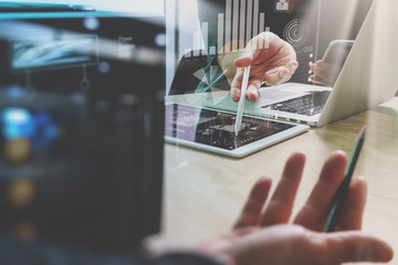 Business team meeting present. Photo professional investor worki