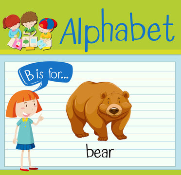 Flashcard letter B is for bear
