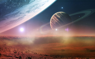 Abstract scientific background - planets in space, nebula and stars. Elements of this image furnished by NASA nasa.gov © Vadimsadovski