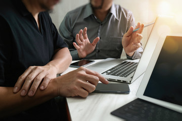 Business team meeting. Photo professional investor working new s