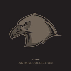 Eagle head symbol. Hand drawn bird  logo design. Vector illustration