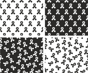 Awareness Ribbon Aligned & Random Seamless Pattern Set