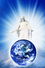 Obraz premium Blessing Christ love for Earth like a religion concept