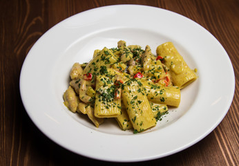 rigatoni with lamb in a creamy sauce