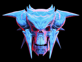 Monster skull design on a black background for Halloween. 3D illustration
