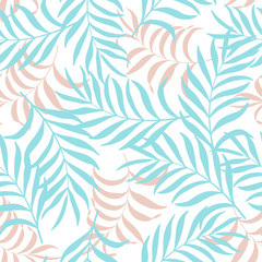 Fototapeta na wymiar Seamless pattern with hand-drawn tropical leaves
