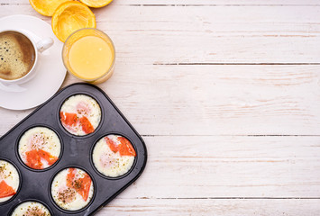 Muffin tin baked eggs recipe. Breakfast.
