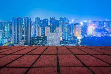 Panorama view of cityscape at night in China.