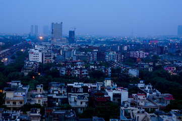 Buildings at dusk in Noida India 