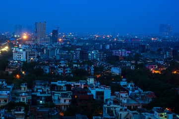 Buildings at dusk in Noida India 