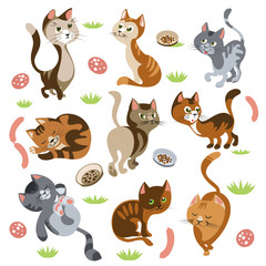 Fototapeta premium Funny Cats Characters Set