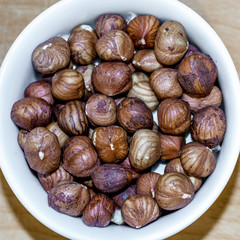 shelled Hazelnuts in a bowl
