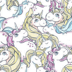 Vector pattern with unicorns.