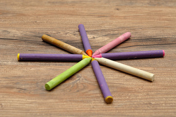 Wax crayons in the shape of a star 