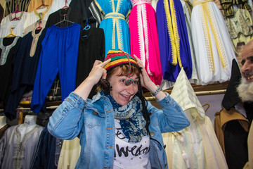 Fototapeta premium Girl in the journey in Morocco