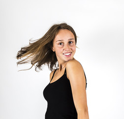 Fototapeta premium smiling young beautiful girl with brown hair
