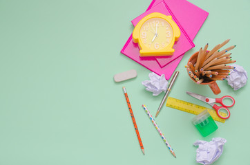 Desk with office supplies
