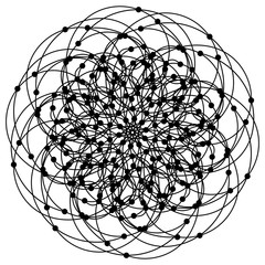 The science and mathematics abstract background with circles, cube, triangles and a lot of lines. Sacred geometry backdrop. The chemistry and astrology. Graphic elements for identity design.