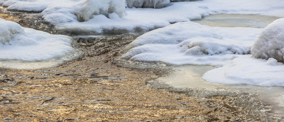 River in the winter with ice floes