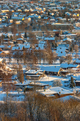 Residential detached houses in the winter