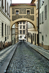 The narrow streets of the Old city, the New world (Nový Svět), Prague, Czech Republic