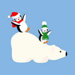 Polar bear and penguins