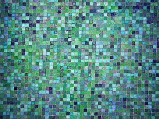 Fototapeta premium Gradient blue and green colored mosaic tiles