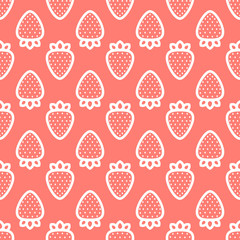 Outline graphic style strawberry seamless vector pattern pink