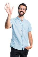 Fototapeta premium Handsome man saluting