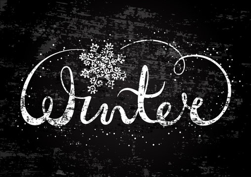 Winter text lettering with snowflake. Seasonal shopping concept to design banners, price or label.