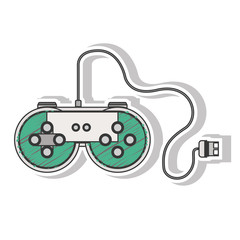 green remote control games with usb wired vector illustration