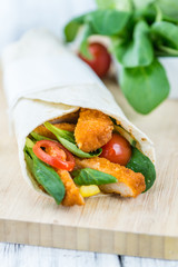 Fresh made Chicken Wraps (selective focus)
