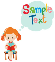 Sample text template with girl reading