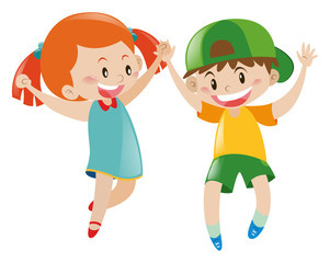 Boy and girl with happy face