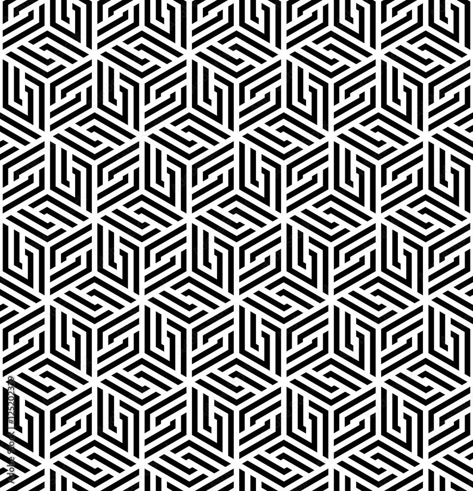 Wall mural vector seamless pattern. modern stylish texture. monochrome geometric pattern with hexagonal tiles.